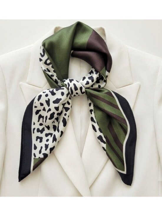 Unbranded Other - ✨Elegant Bandana Square Silky Scarf BLACK Green Animal Print Versatile Shawl New